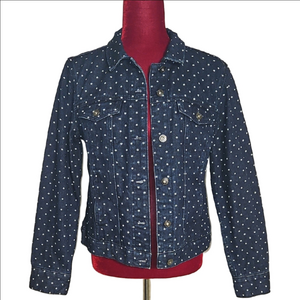 Liz Claiborne Polka Dot Denim Jacket Size Large
